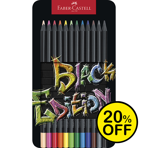 Faber Castell Colour Pencils Black Edition Tin 12x