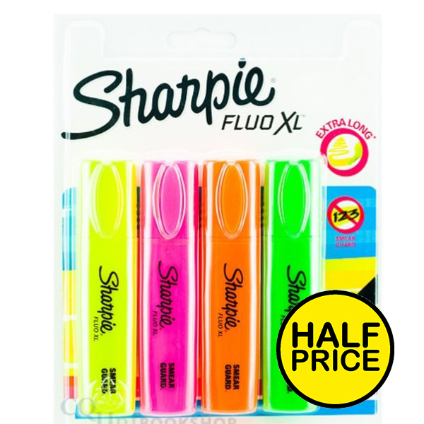 Sharpie Asst Colour Fluo XL Highlighters 4PK