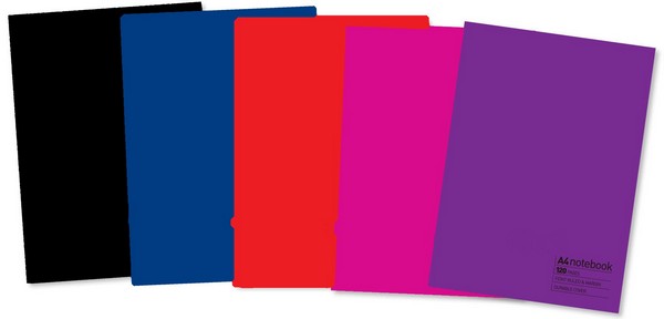 Eason 120page A4 Cool PP Cover Book Asst Colours (pack of 10)