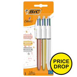 BIC 4 Colour Mixed Metallic Blister 3 pack