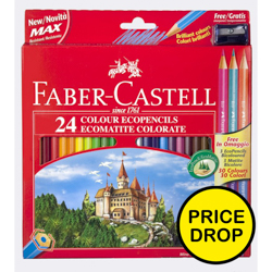 Faber Castell 24 Full Length Eco Colouring Pencils 3 free an