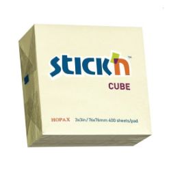 StickN Self Adhesive Notes Yellow Cube 76X76