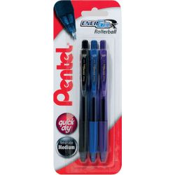 Pentel Energel X Rectractable Assorted 3Pk (Black/Blue/Purpl