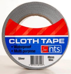 Silver Cloth Tape 48mm x 50m Roll Hanging