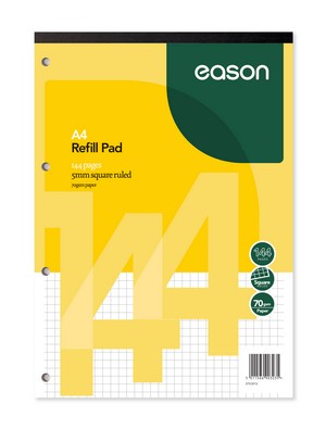 EASON A4 PAD 5MM SQ 144PGS 70GSM