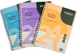 EASON 3PK A4+ TWIN WIRE NOTEBOOK 240PGS 60GSM