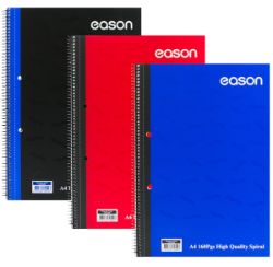 Eason A4 160Pg Spiral Notebook Assort (Black/Blue/Red) (pack of 3)