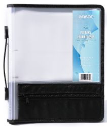 EASON ELITE CLEAR A4 RING BINDER WITH ZIPPER &  HANDLE