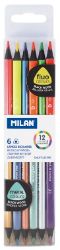 Milan Triangular double-end pencils (fluo + metallic) (6PK)