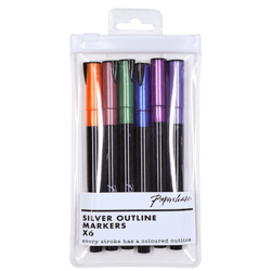 ##Paperchase Silver Lining Markers - Pack Of 6##