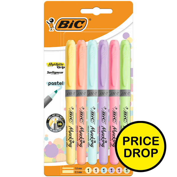 BIC Highlighter Grip Pastel BL6