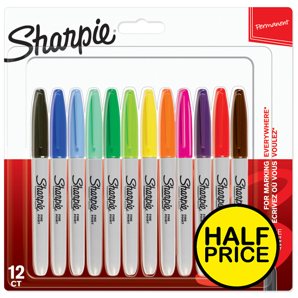 Sharpie Fine Blister Pack 12 Assorted Colours
