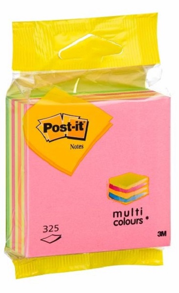 Post-it Neon Pink Rainbow Cube 325 sheets 76mm x 76mm Hangin