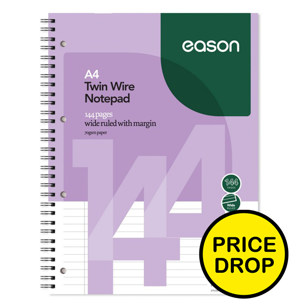 EASON A4+ TWIN WIRE NOTEBOOK 144PGS 70GSM (pack of 3)