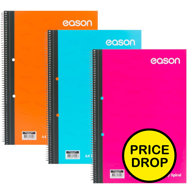 Eason A4 160page Spiral Notebook 60gsm (Pink/Purple/SkyBlue) (pack of 3)