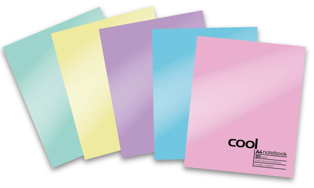 Eason 120page A4 Cool PP Cover Book Pastel Colours (pack of 10)