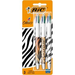 BIC 4 Colour Pens Animal Print BL3